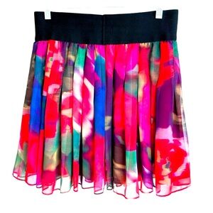 Express Design Studio Red Purple Green Elastic Waist Mini Skirt Size Small